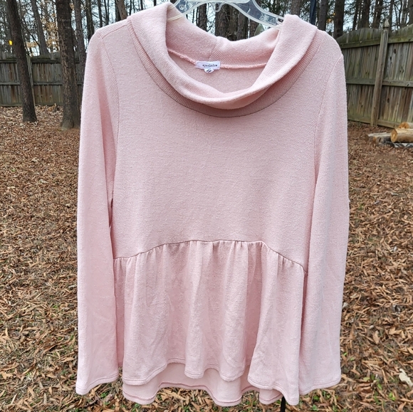 Soft Peplum Pink Sweater - Picture 1 of 5